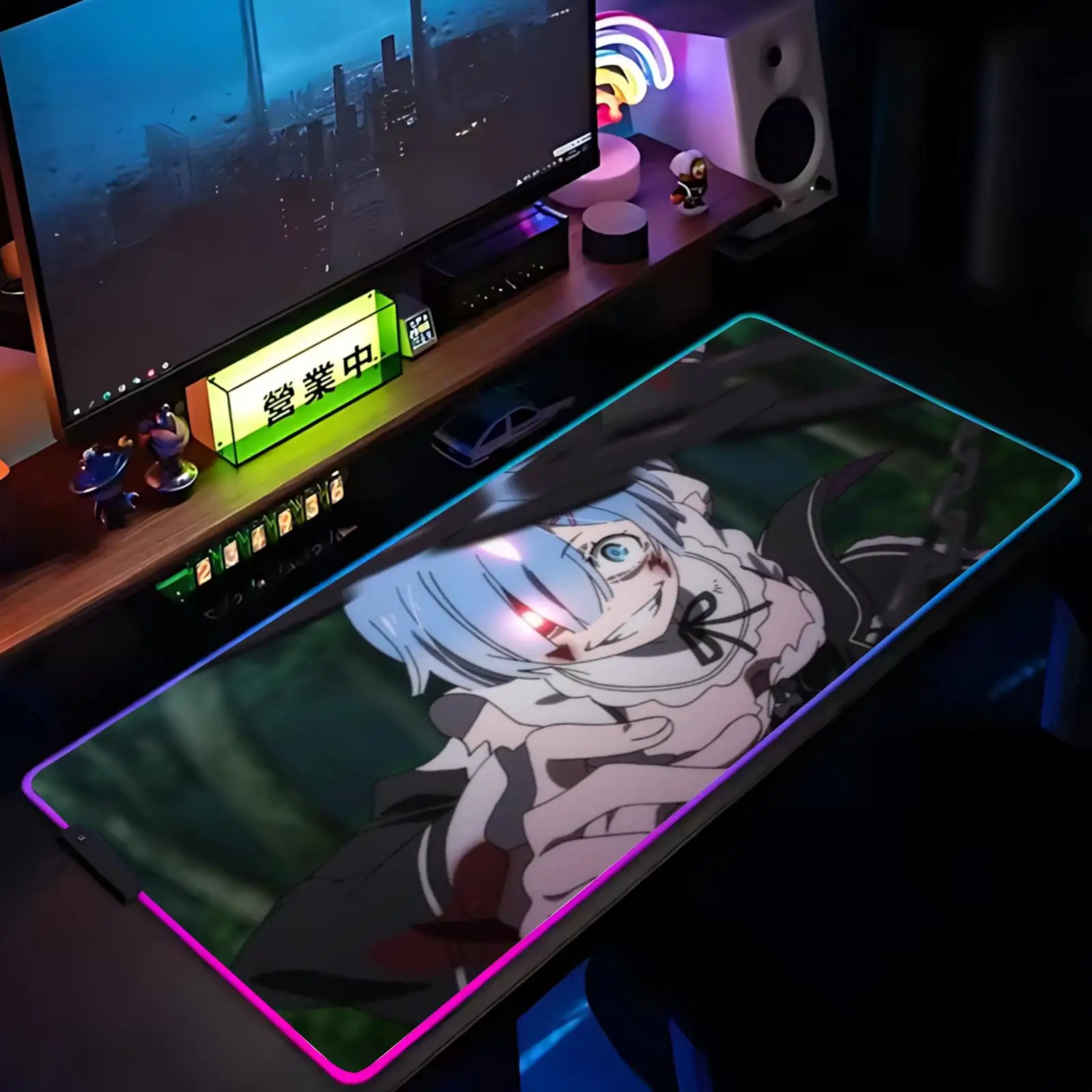 R-RE Z-ZERO Mouse Pad Anime Gaming Mouse Pad LED Table Pads Backlit Rubber Desktop XXL RGB Desk Mats