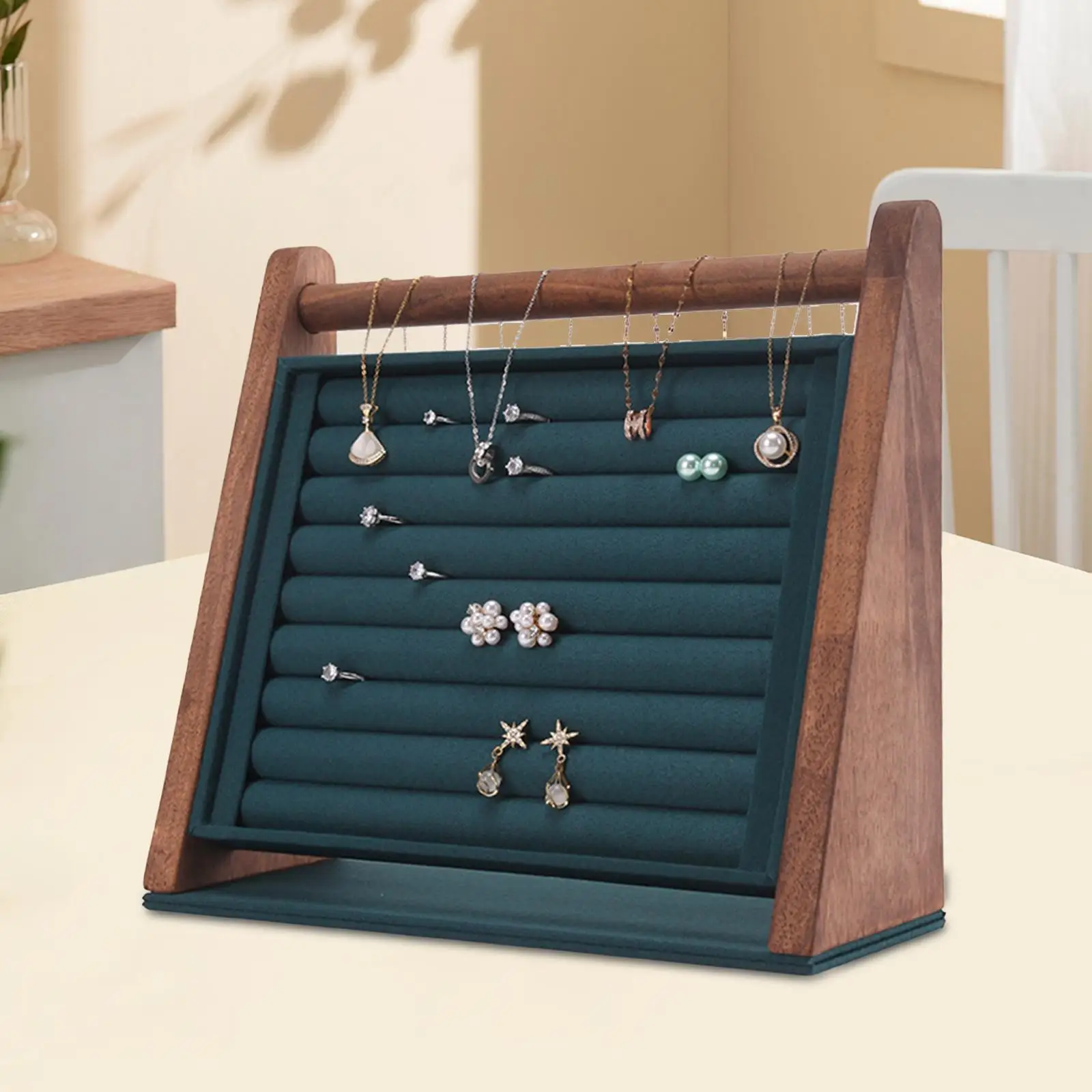 Anéis Display Stand Tray, Showcase para brincos e colares