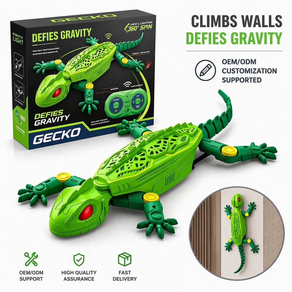 hot salt2.4G Wireless Remote Control Gecko Chameleon Wall Climbing RC Bionic Pet Interactive Laser Fun Rechargeable Toy Gift