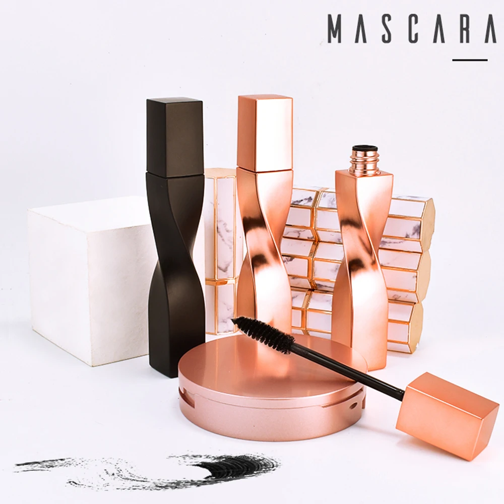 Rímel ondulado volumoso de marca própria, à prova de manchas, espiral, tubo quadrado, logotipo personalizado, maquiagem vegana por atacado