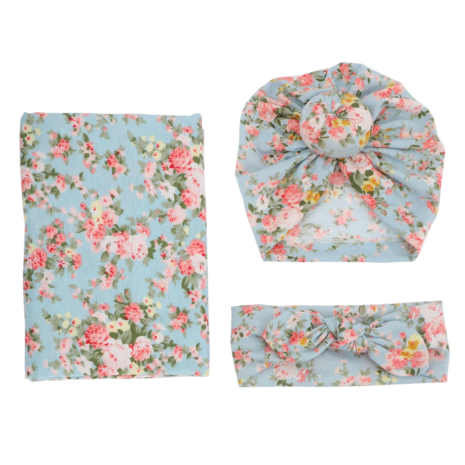 

Cotton Swaddle Blanket Baby Wrapped Cloth Hat Headb Photo Prop Bow Newborn Infant Photography Wrap Lightweight Breathable