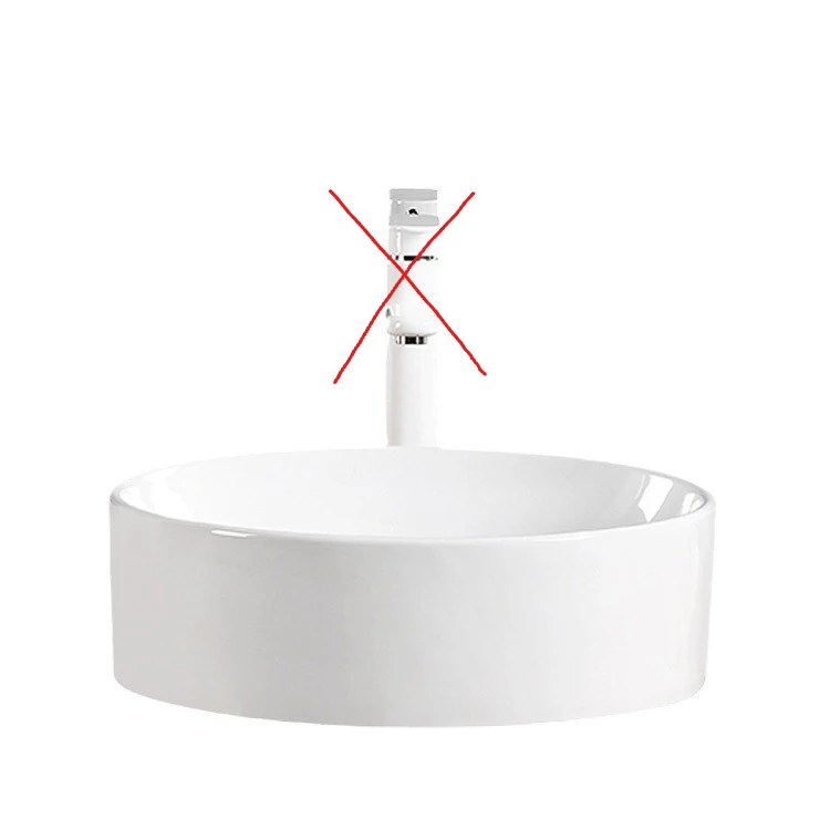 White Ceramic Round Vessel Sink, Art Basin for Home & Hotel Use, Above-Counter Washbasin Single Basin