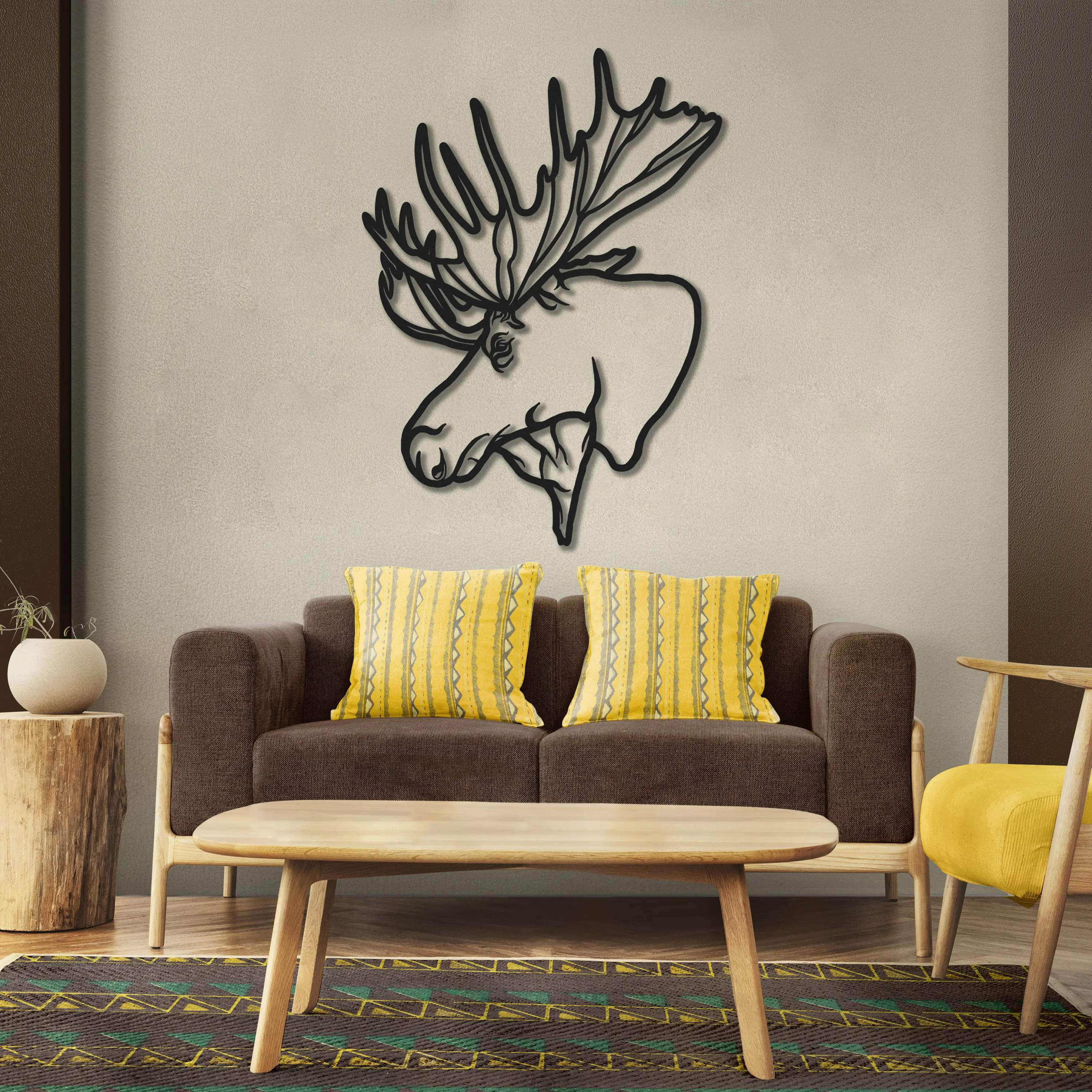 Personalized Creative Moose Metal Wall Art: Geometric Farmhouse Decor