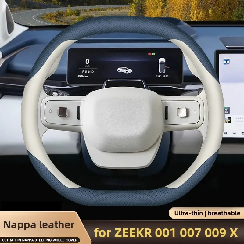 Nappa Leather Car Steering Wheel Covers Breathable Non-slip Handle Cover for ZEEKR 001 007 009 X Car Accessories steering covers
