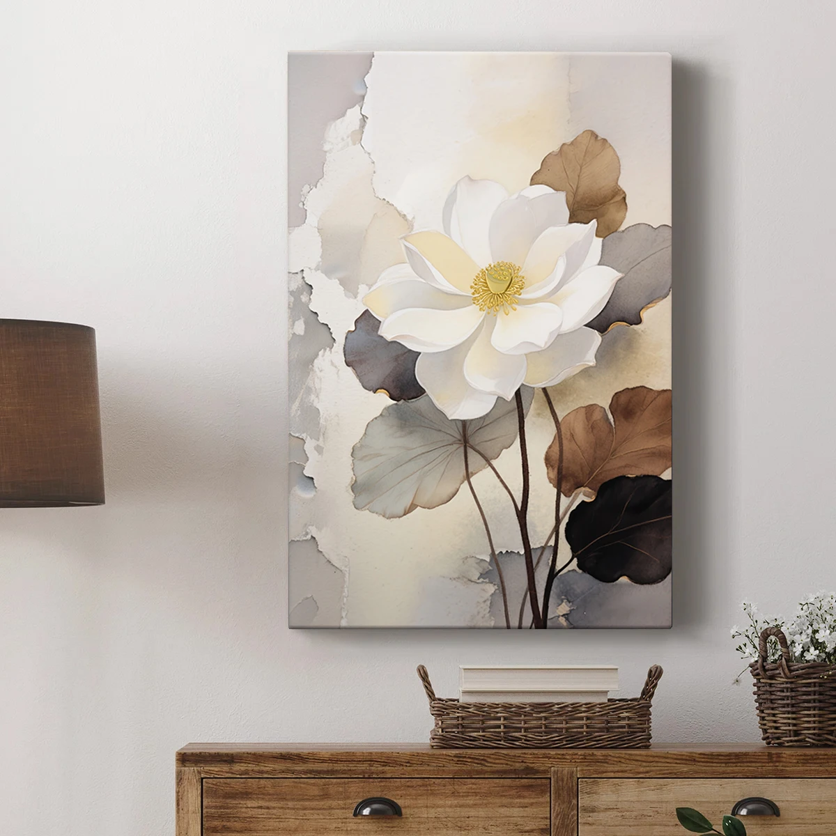Botanical Wall Art Canvas Print Framed Modern Floral Poster Living Room Bedroom Home Decor Nordic Minimalist Aesthetic