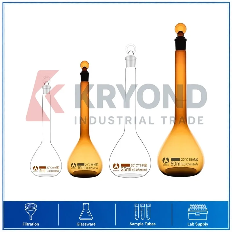 BOMEX Volumetric Flask Laboratory Glassware 5mL-1000mL Chemistry Analysis Precision Scale Measuring Tool Experiment Applications