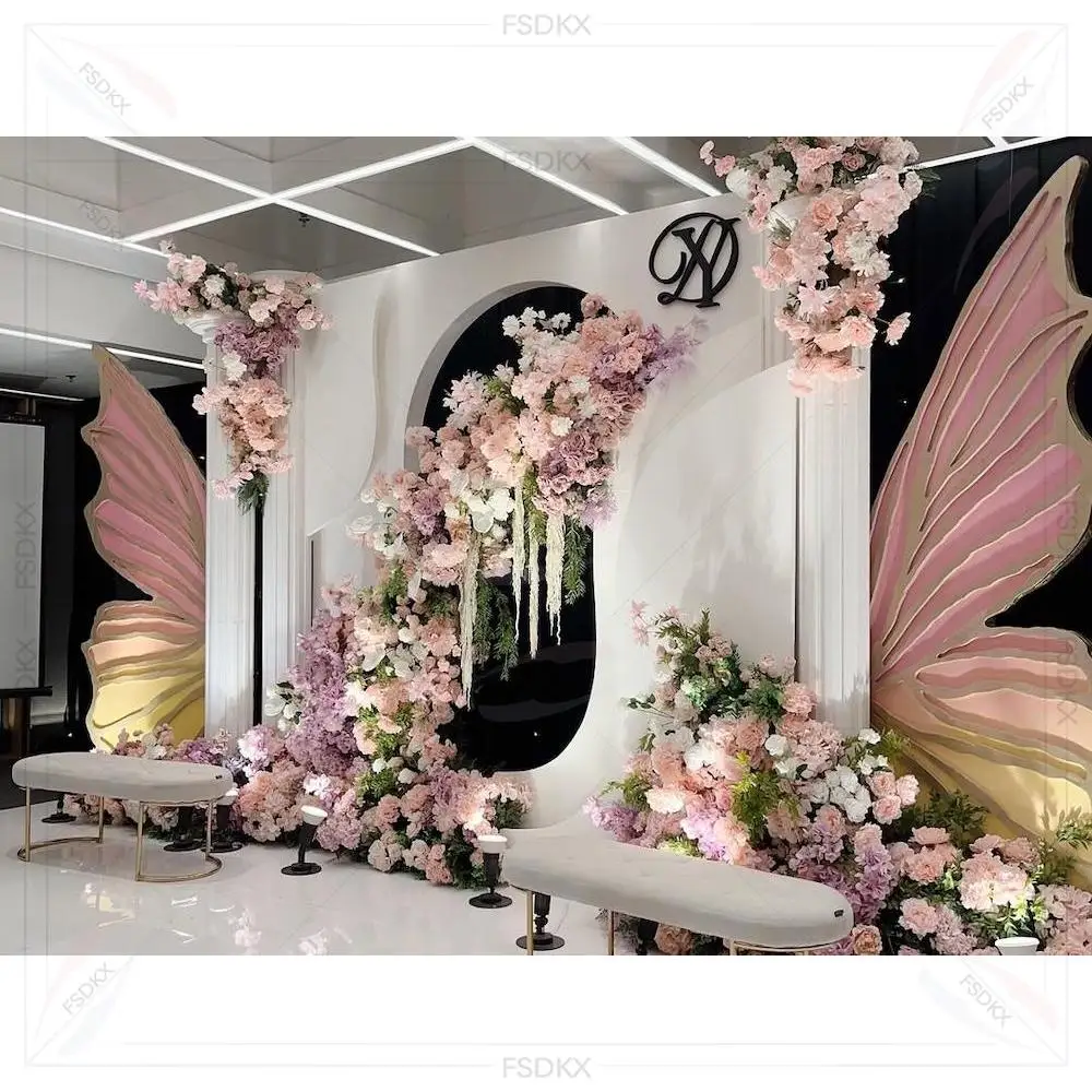 

Luxury Wedding Decoration Pvc Stage Background Frame White Event Arch Backdrop Stand Flower Backdrop
