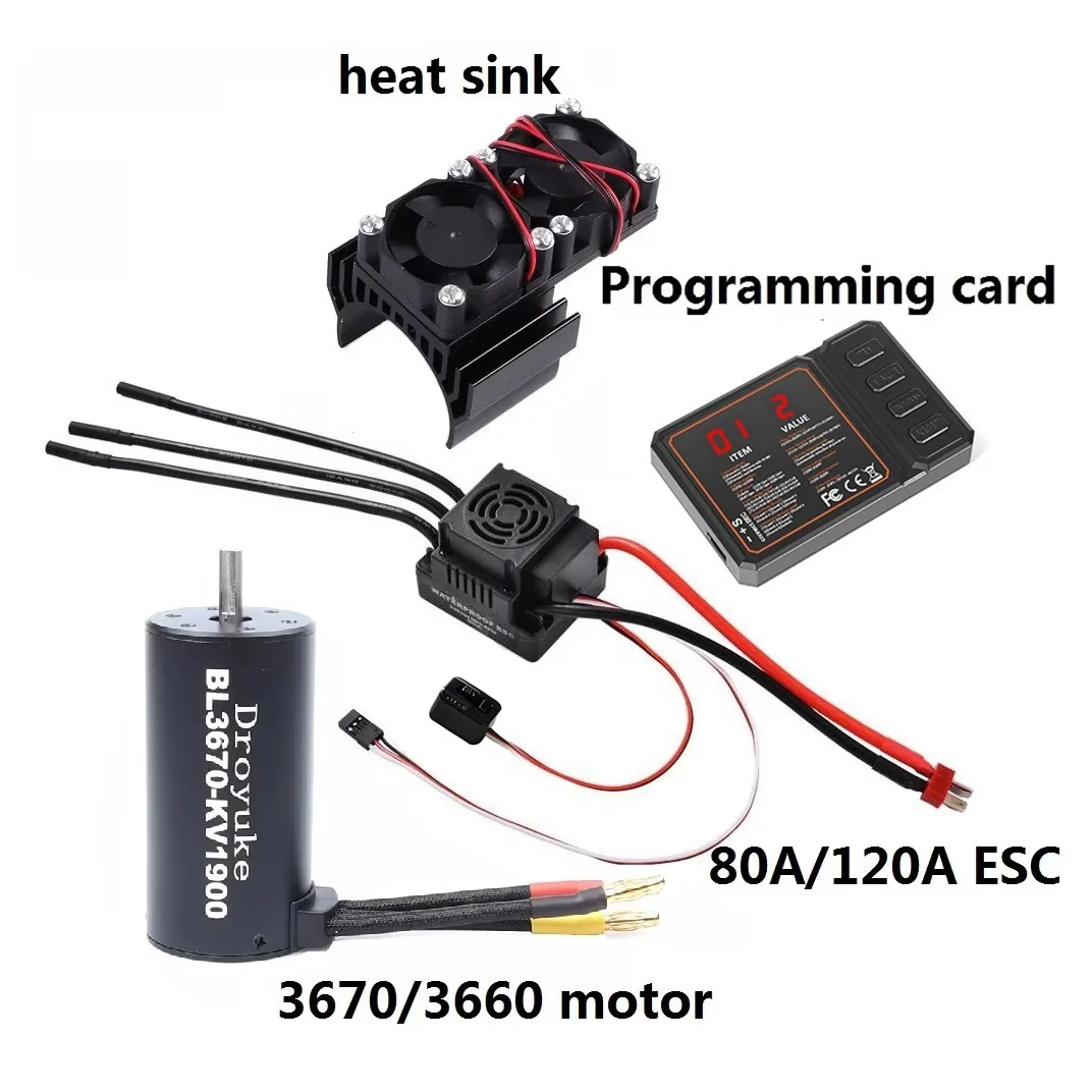 Wasserdicht 3660 2600KV/3300KV/3800KV & 3670 1900KV 2150KV/2650KV Bürstenlosen Motor 80A/120A Bürstenlosen ESC combo Set für 1/8 RC Auto