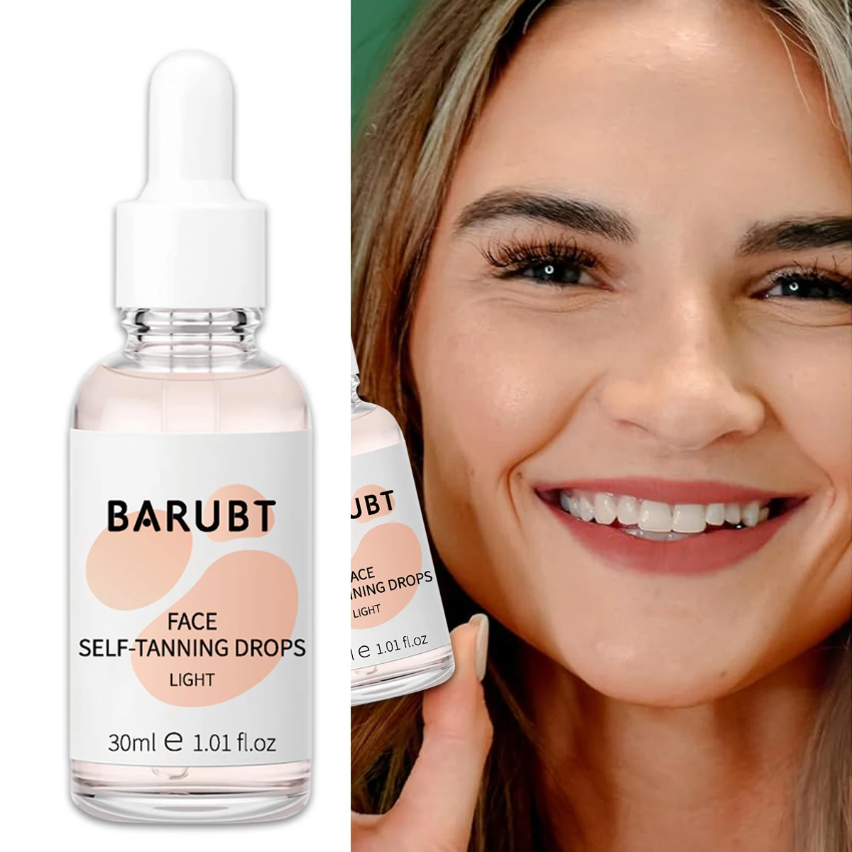 Sun-free Tanning Drops Without Irritation, Wheat-Colored Bronze Skin Moisturizes and Has No Odor