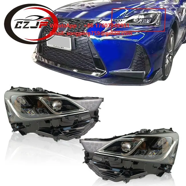 CZJF Aftermarket Low to High Quad Lens Headlight Assembly Upgrade Direct Fit Plug and Play for Lexus IS300 2017 2018