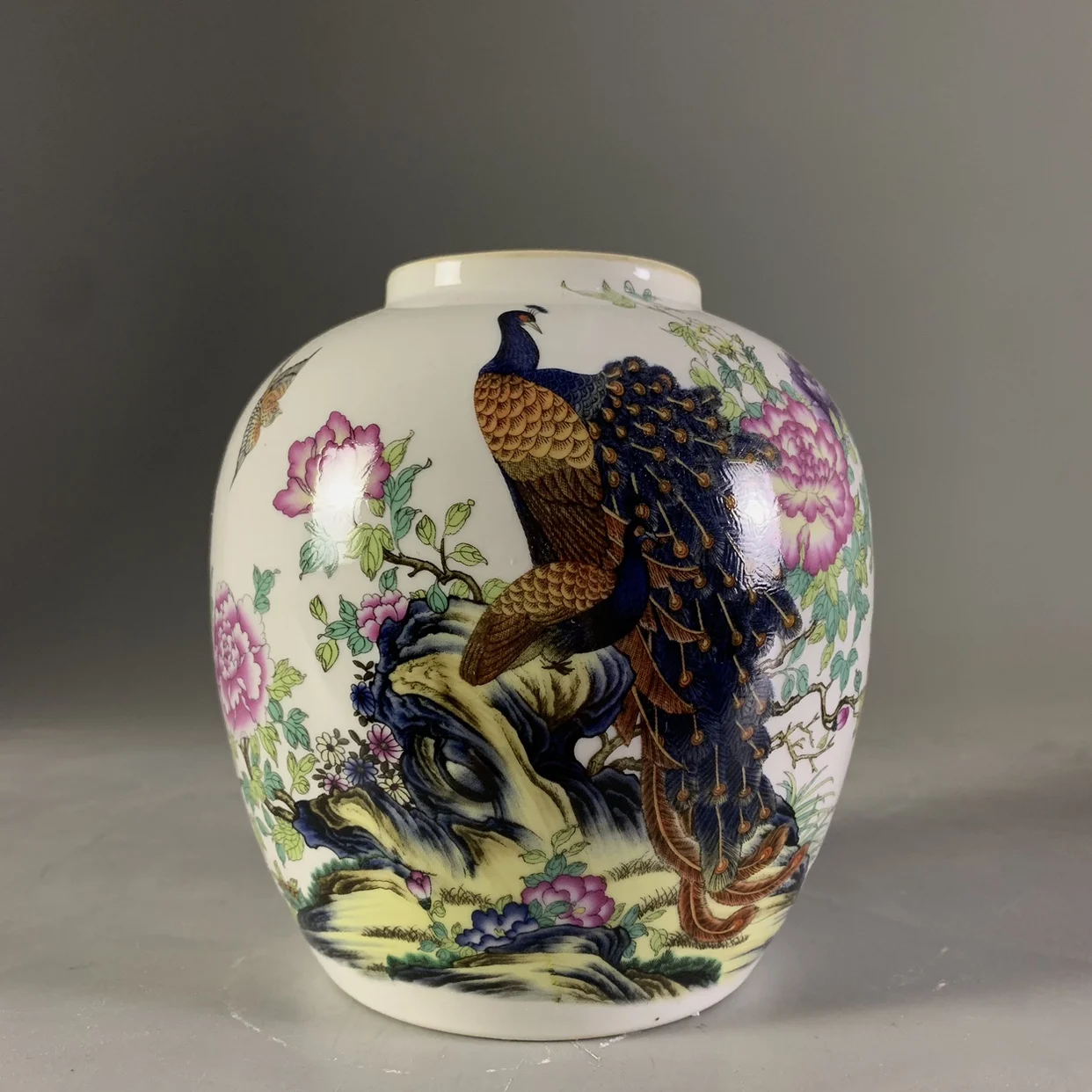 

Porcelain pastel Peacock in the Prosperous Age Phoenix Birds Pots, Flowers and Bottles Classical Decorative Ornaments, Porcelain