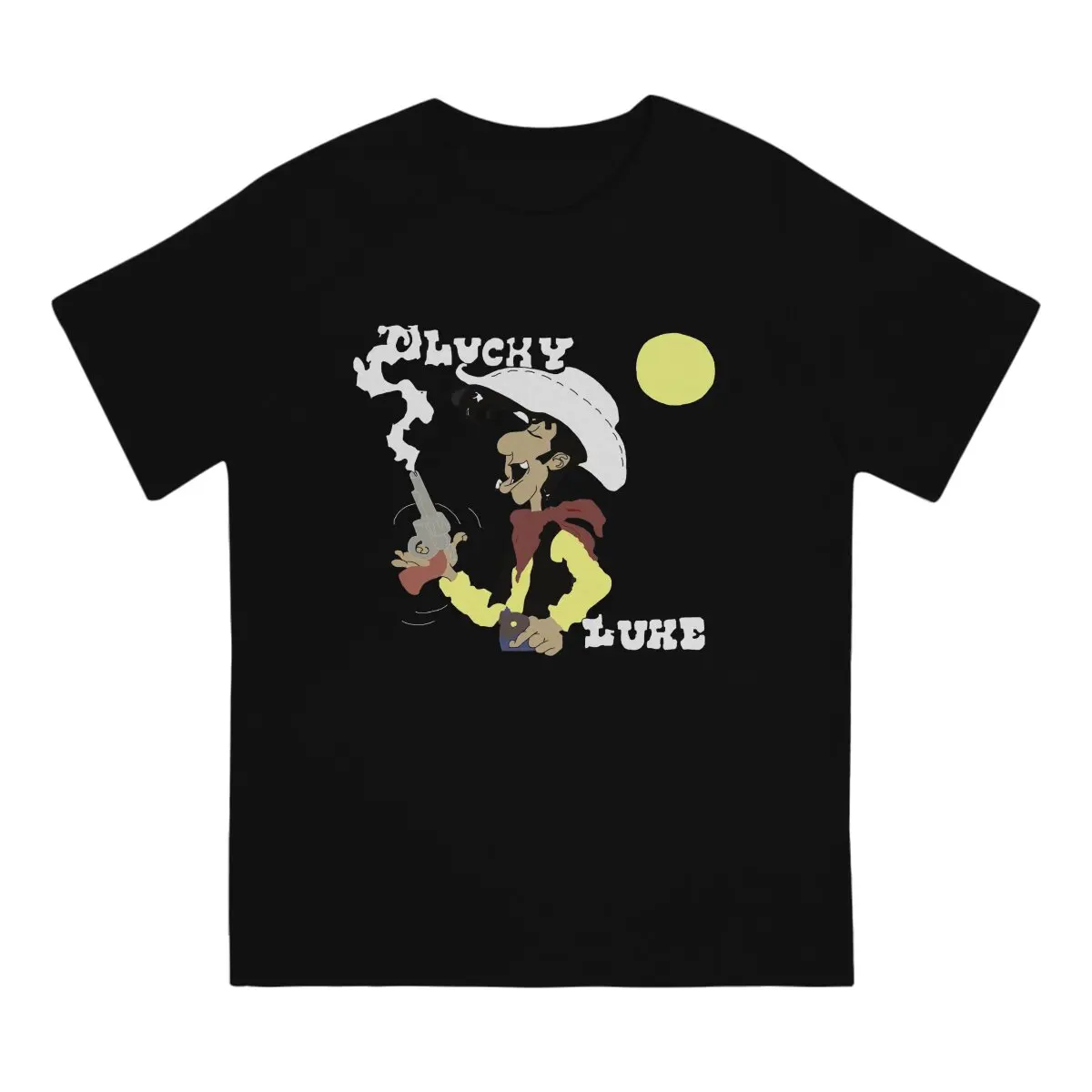 Men T-Shirt Cowboy Novelty Pure Cotton Tees Short Sleeve L-Lucky Luke T Shirts O Neck Tops Gift Idea