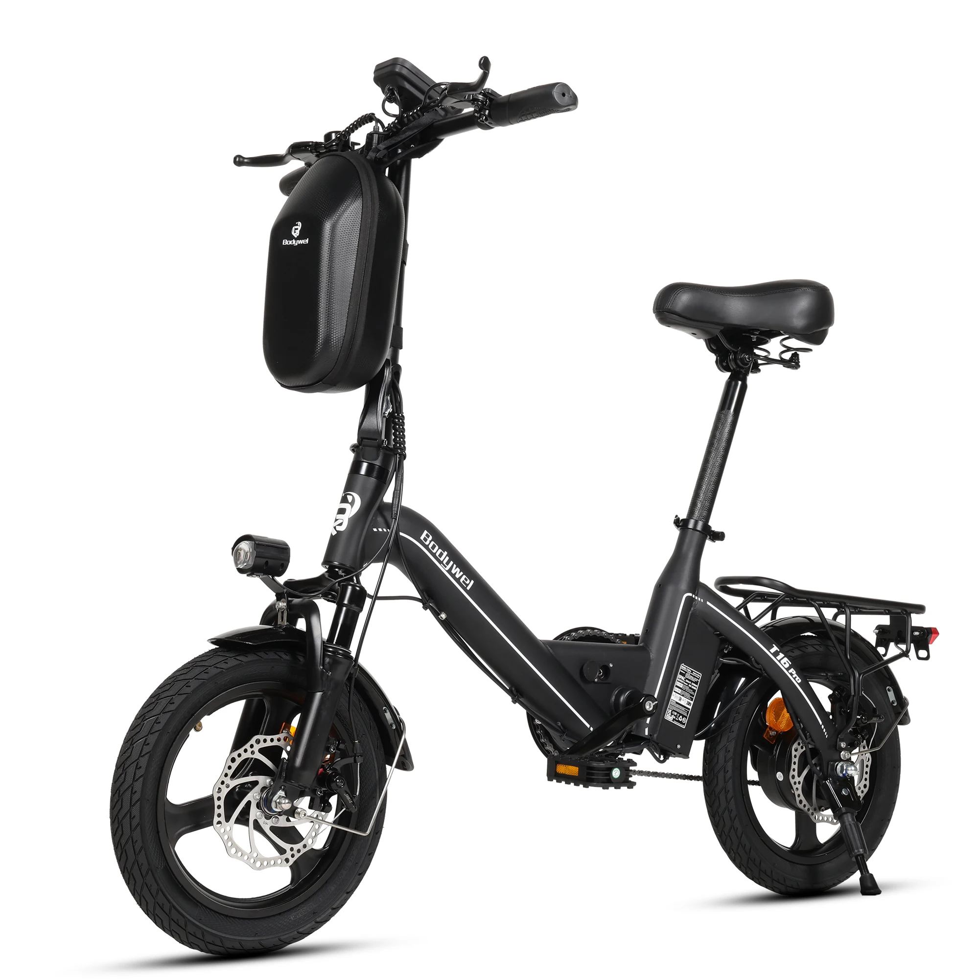 Faltbares Elektrofahrrad 14 Zoll 250W 36V 10,4Ah Elektrofahrrad für Erwachsene und Jugendliche, 25km/h EU Pendler E-Bike mit Vorderradfederung Bodywel T16PRO