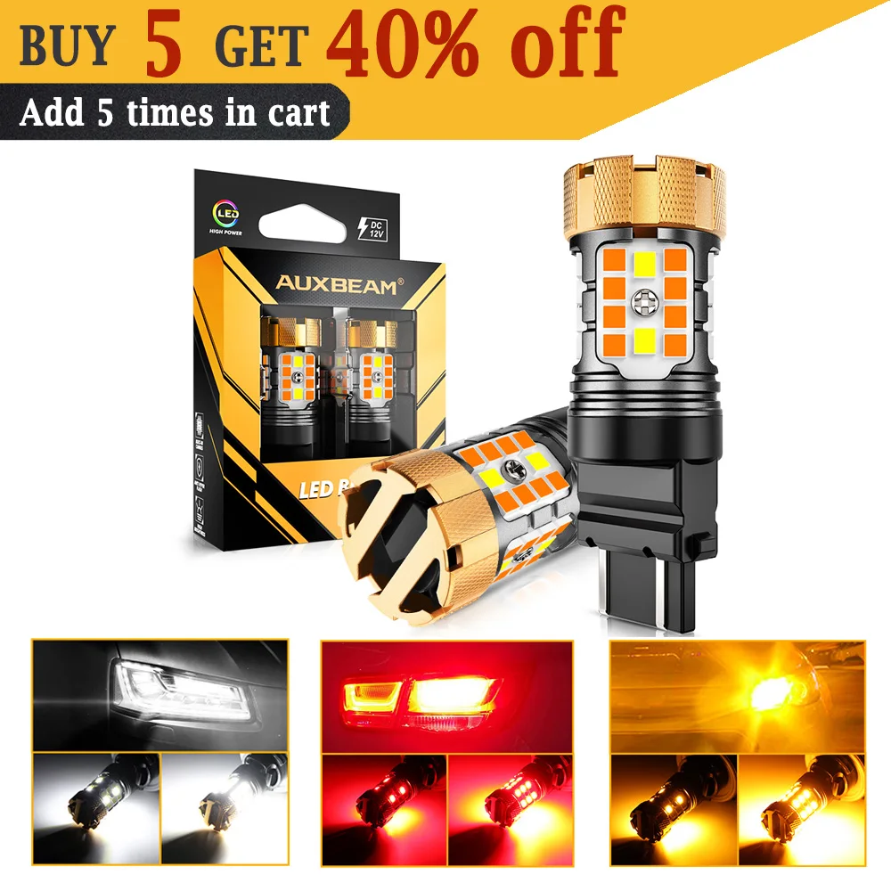 

AUXBEAM T25 3157 3156 LED BULBS for REAR / FRONT TURN SIGNAL & SIDE MAKER & BACKUP REVERSE BRAKE TAIL LIGHT CAN-BUS ERROR FRE