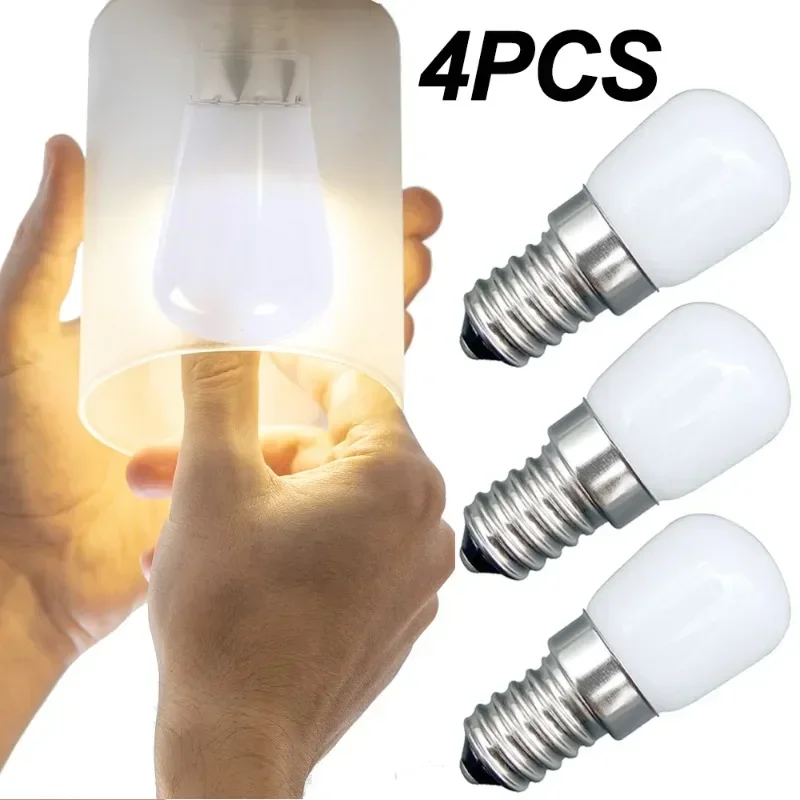 1/4PCS Mini LED Refrigerator Light Bulbs for Kitchen Bedroom Home E12 E14 Screw Bulb White Display Cabinet  220V Fridge Lights