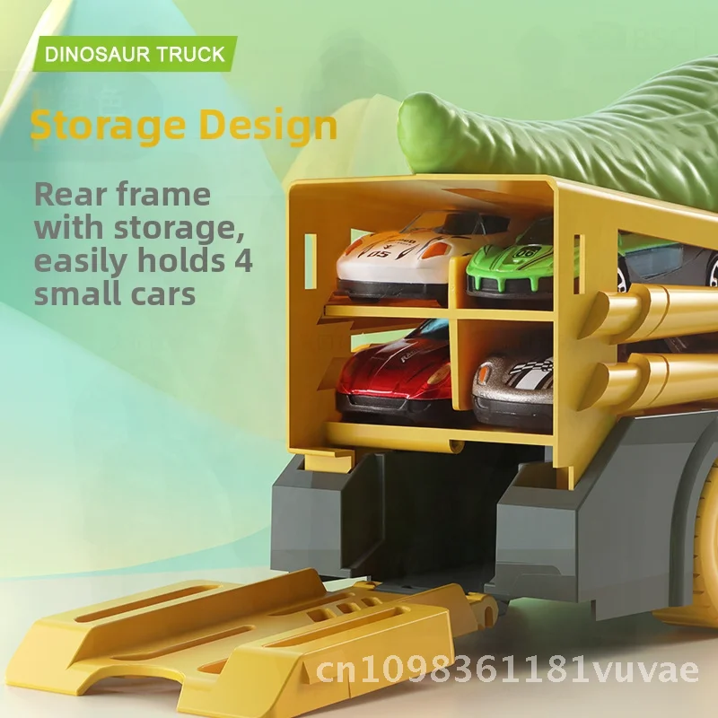 Grande voiture à hirondelle de dinosaure pour garçons, jouet en alliage rétractable avec rangement de cartes, jouet de développement de l'intelligence visuelle pour enfants