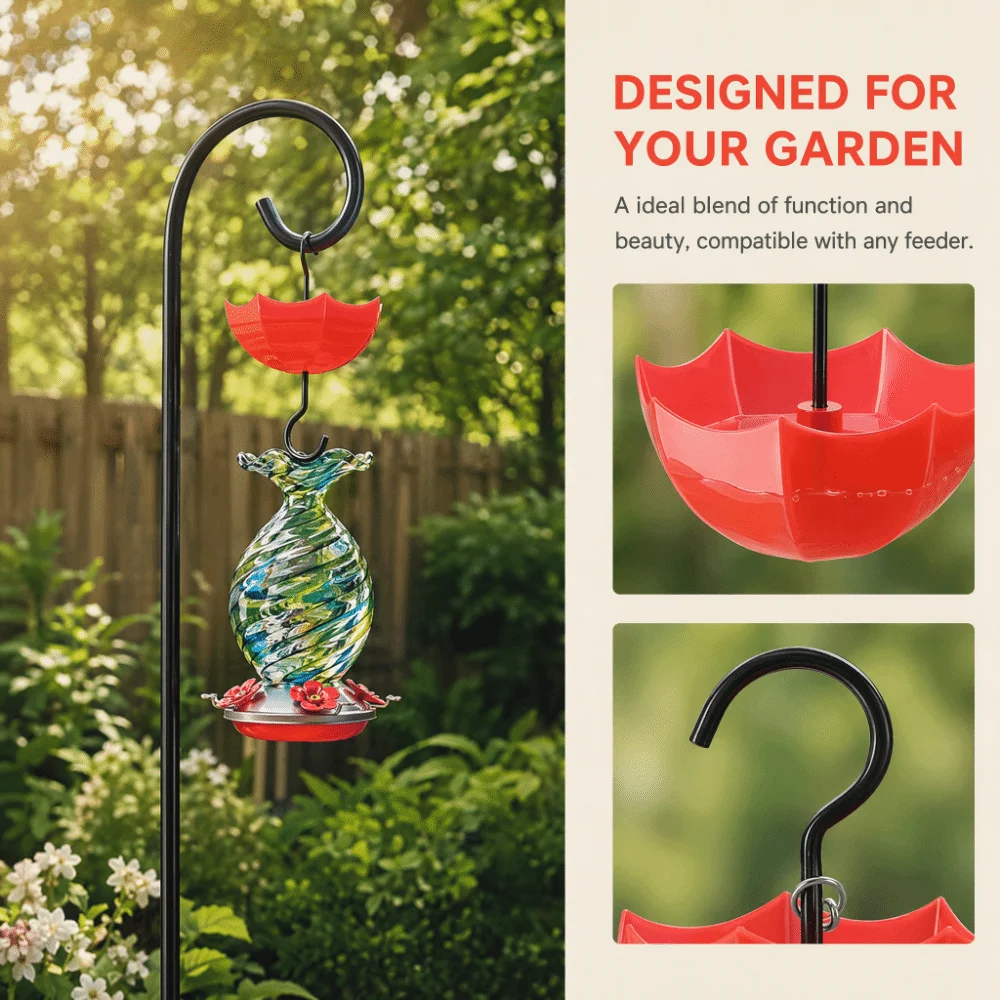 4Pcs Set Large Capacity Hummingbird Feeder Guard Sturdy Translucent Hummingbird Moat Accessory Durable Red