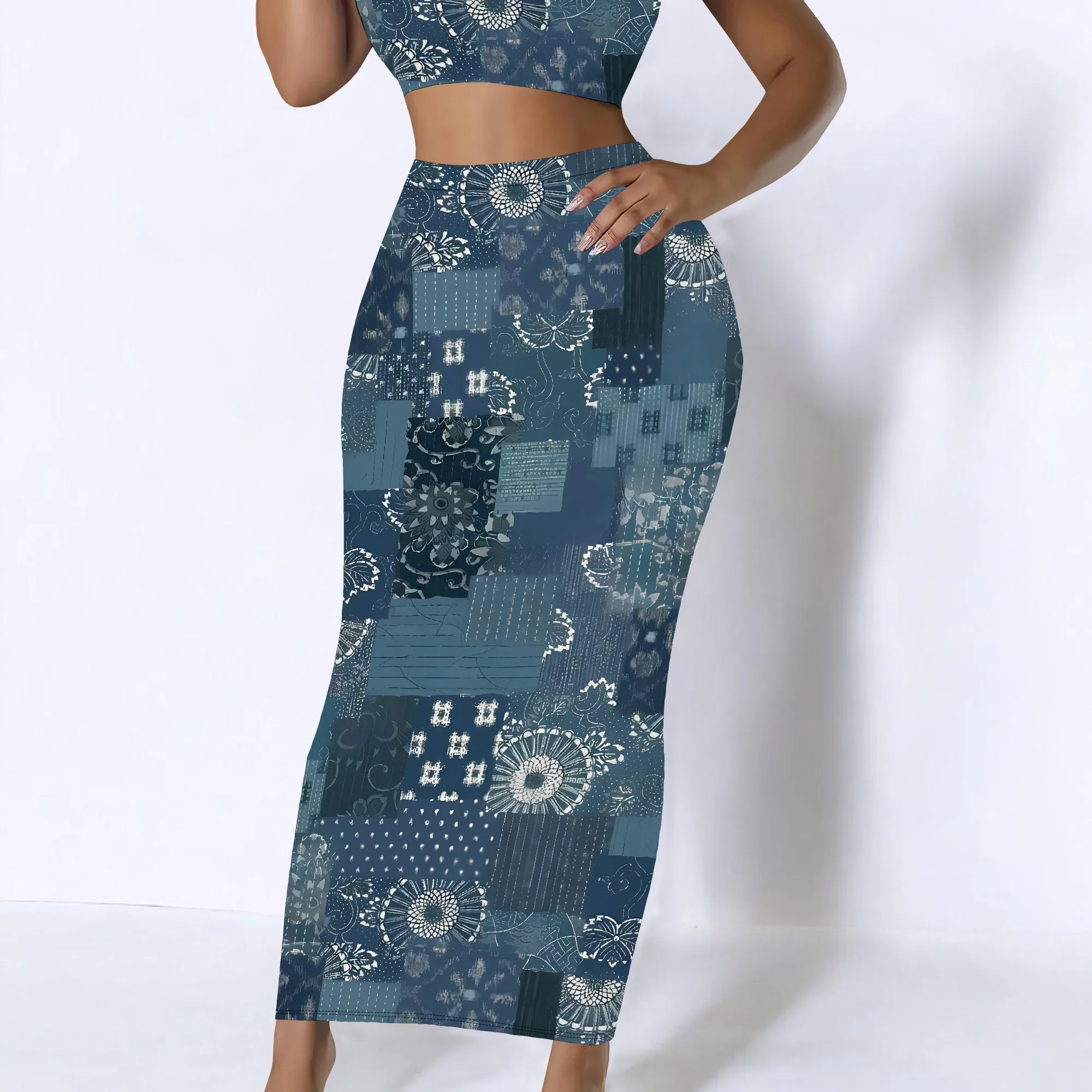 

EQQZD Sexy Bodycon Skirt for Women, Modern Stylish Patchwork Print Pencil Skirt for Summer Daily Wearing