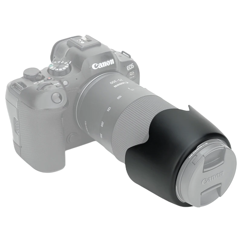 ET-60 عدسة هود الظل لكانون RF 75-300 مللي متر F4-5.6 EF 75-300 مللي متر F4-5.6 III USM EF-S 55-250 مللي متر F4.5-5.6 IS II EF 90-300 مللي متر F4.5-5.6