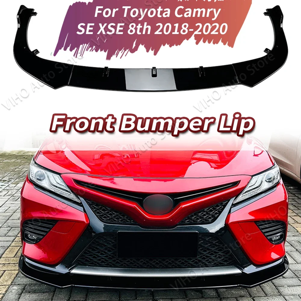 For Toyota Camry SE XSE 8th 2018-2020 Auto Car Front Bumper Splitter Lip Spoiler Diffuser Guard Body Kit Cover Tuning ABS Carbon