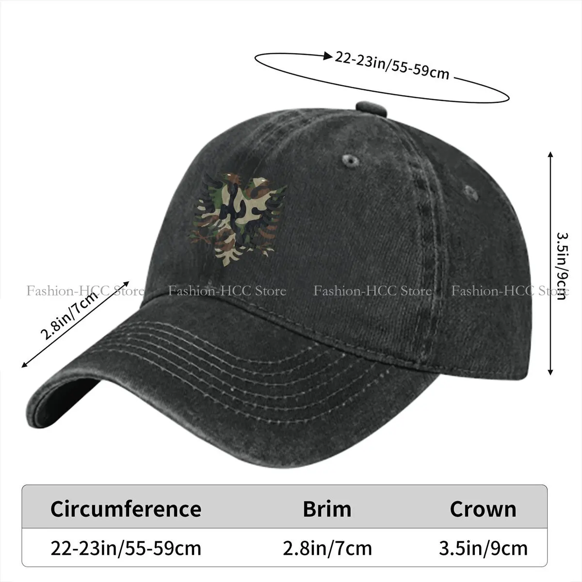 Washed Men's Baseball Cap Camouflage Colors Trucker Snapback Caps Dad Hat Albania Eagle Golf Hats