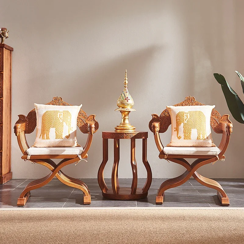 

South East Asia style furniture casual solid wood sofa chair tea table three-piece combination