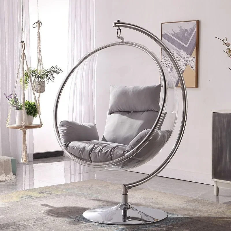 Nordic Ball Transparent Bubble lounge Hemisphere Hanging Chair Space Chair Acrylic Hanging Basket Girl Heart Room Café Chairs