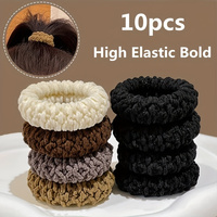 A Set of 10 High Elastic Thick Hair Bands Hair rope Suitable for Ladies-Elegant and Sweet Solid Color Bun Tie Multi-Color Option
