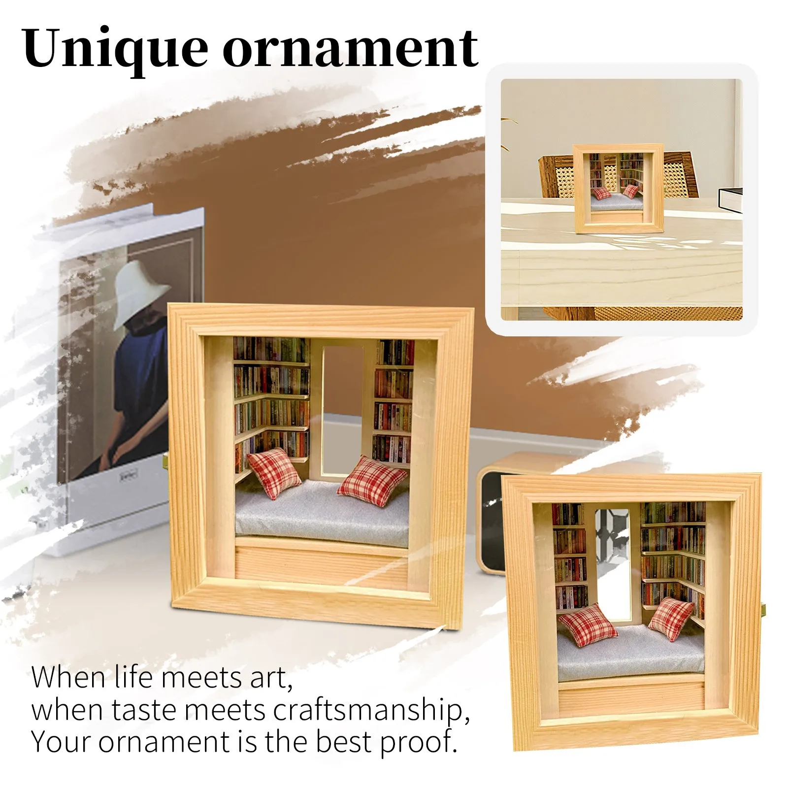 Creative Anti-Anxiety Bookshelf Handmade Room Box With Exquisite Wooden Scenes Mini miniature room wood decoration