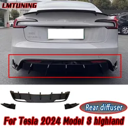 For Tesla 2024 Model 3 highland Body Kit Matte black Rear Diffuser Spoiler Front Bumper Lip Side Skirt Car Accessories