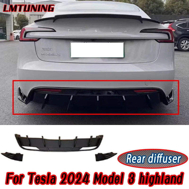 Dla Tesla 2024 Model 3 Zestaw karoserii Highland Matowy czarny Tylny dyfuzor Spoiler Przedni zderzak Warga Boczna spódnica Akcesoria samochodowe