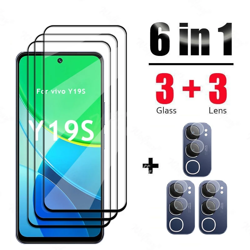

6 In 1 For vivo Y19S Glass Tempered Glass vivo Y19S Glass Full Cover Screen Camera Protector Film vivo Y19S Film