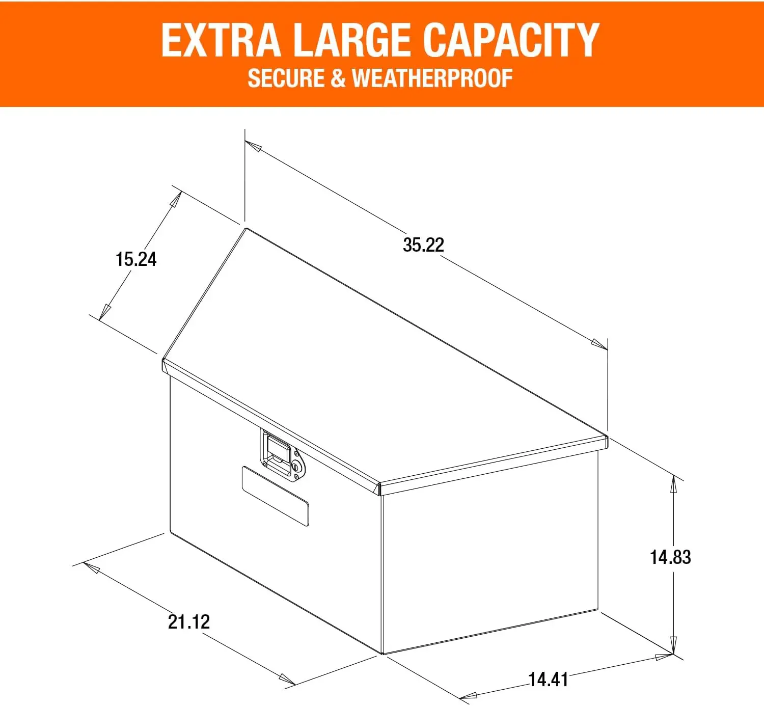 Buyers Products 1701380 Aluminum Trailer Tongue Box, 14 X 14.4 X 35.2 Inch, Silver Diamond Tread, Made In The Usa, Trailer