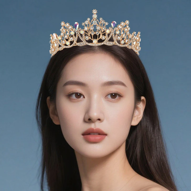 

XM Elegant Luxury Girls Crystal Bridal Tiara Crown Birthday Party New Fashion Bride Queen Headbands Hair Jewelry Accessories