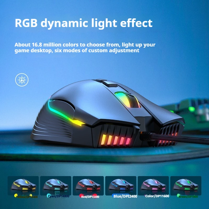 2024 CW905 Wired Mechanical Mouse RGB Colorful 7 keys 6400DPI 6-Level Switch Supports Ergonomic Esports Gaming Desktop Laptop