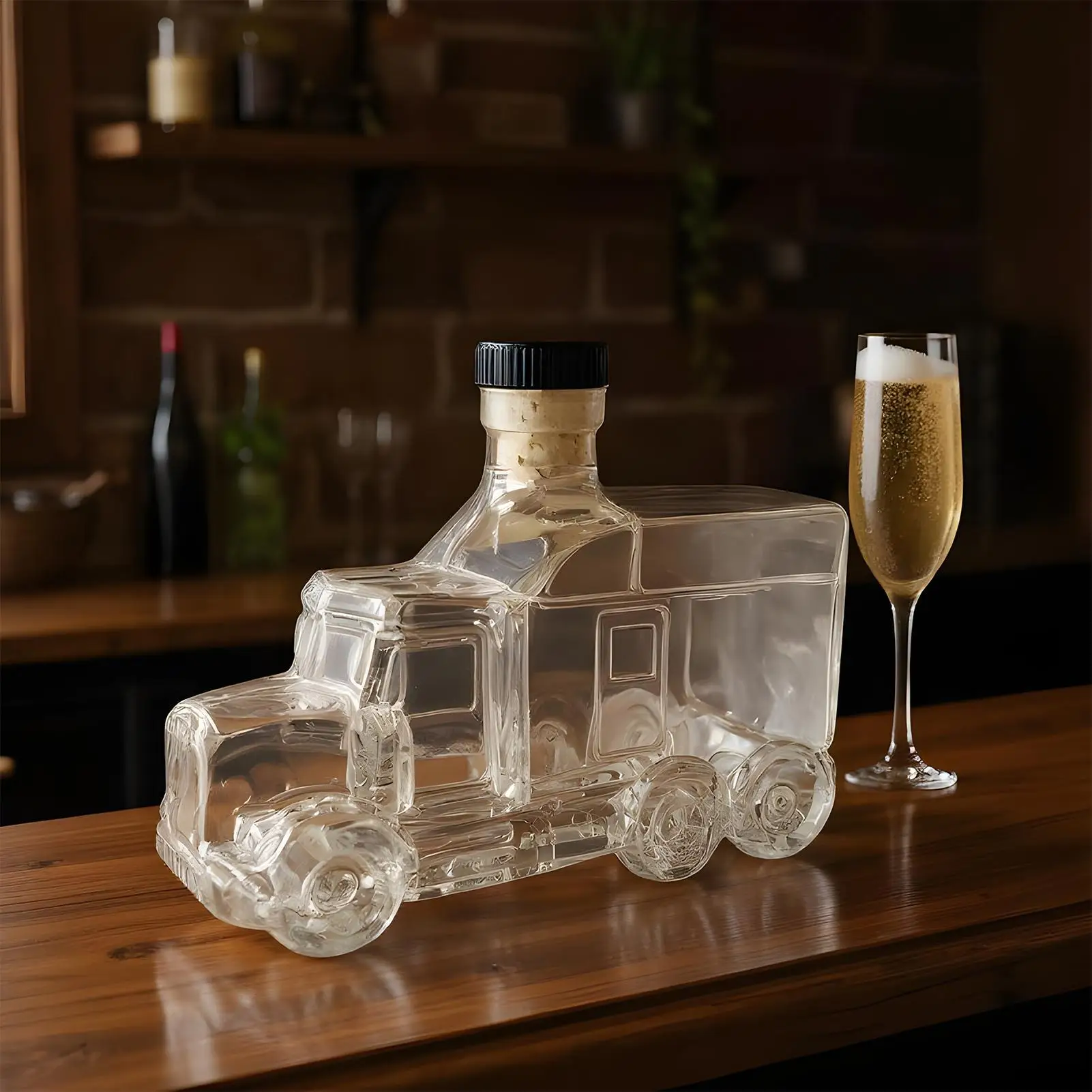 

375ml Decorative Bottle Decanter Bourbon Decanter Whiskey Container Half Truck Decor With Stopper For Liquor Beer Wine Hosting