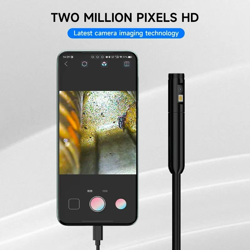 Industrial Endoscope HD108P DUAL Lens Wired Camera Direct Connect IPhone Ipad 8/5.5MM Pipe Inspection Borescope IP68 Waterproof