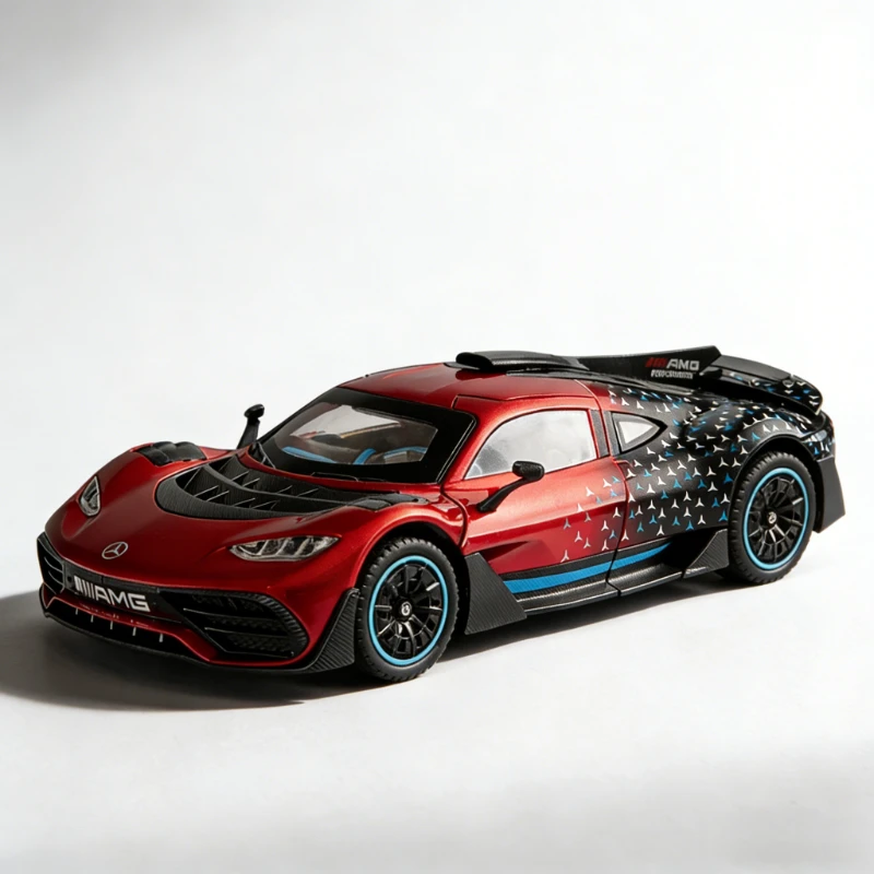 

1:24 ONE SLS Alloy Sportscar Toys Model Diecast Vehice Sound Light Pull Back Doors Opened Rubber Tires for Kids Gift