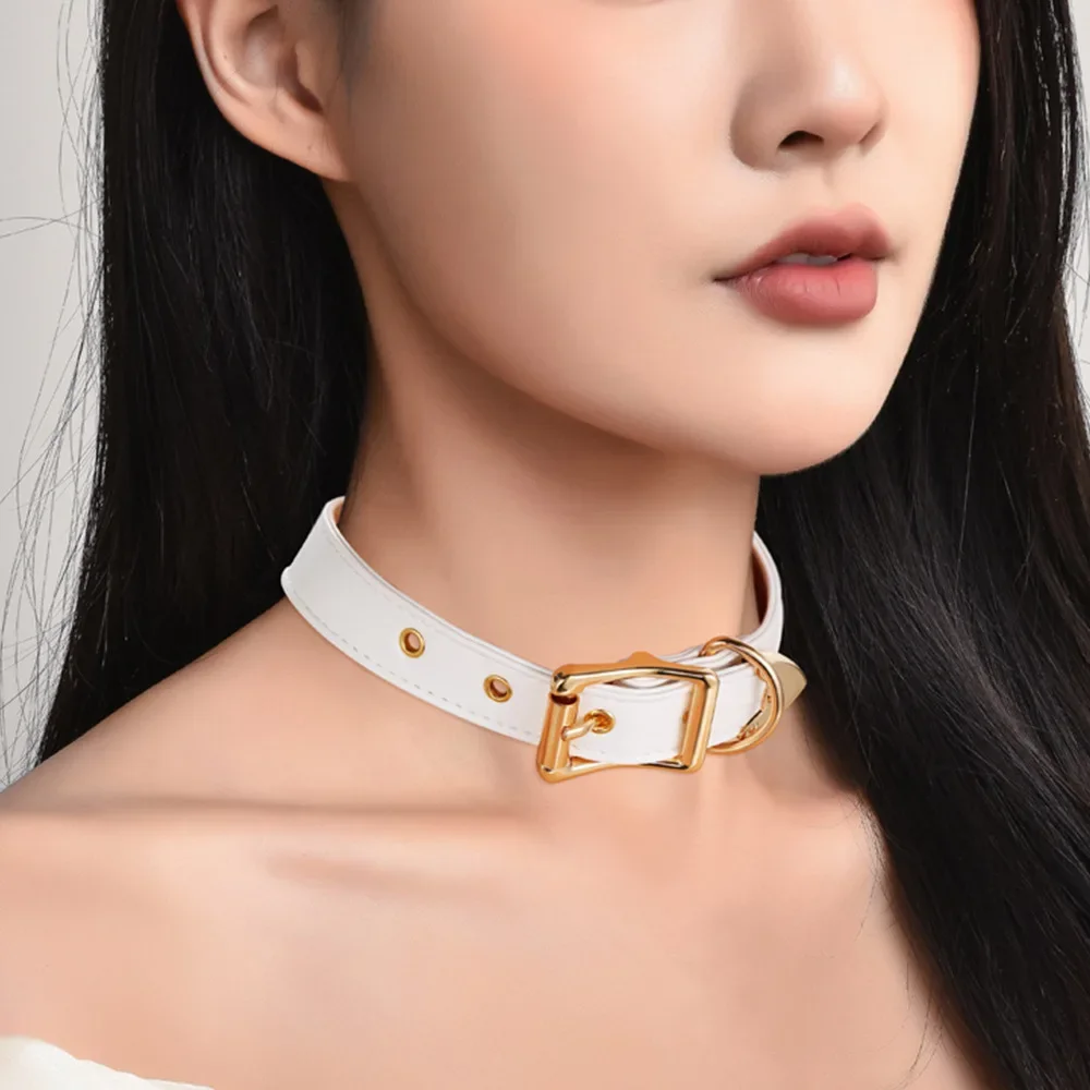 2025 طوق قلادة هاراجوكو بسيط يومي مطابق ثقافة فرعية فاسق ياقة جلدية طوق بكلاب