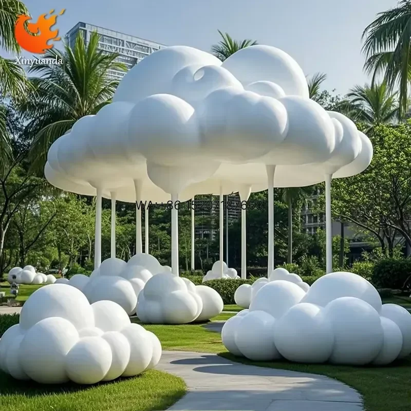 Wmwmnu for FRP Cloud Art Sculpture Outdoor Garden Fiberglass Hollow Cloud for Park Landscape Ornament Painted Customized