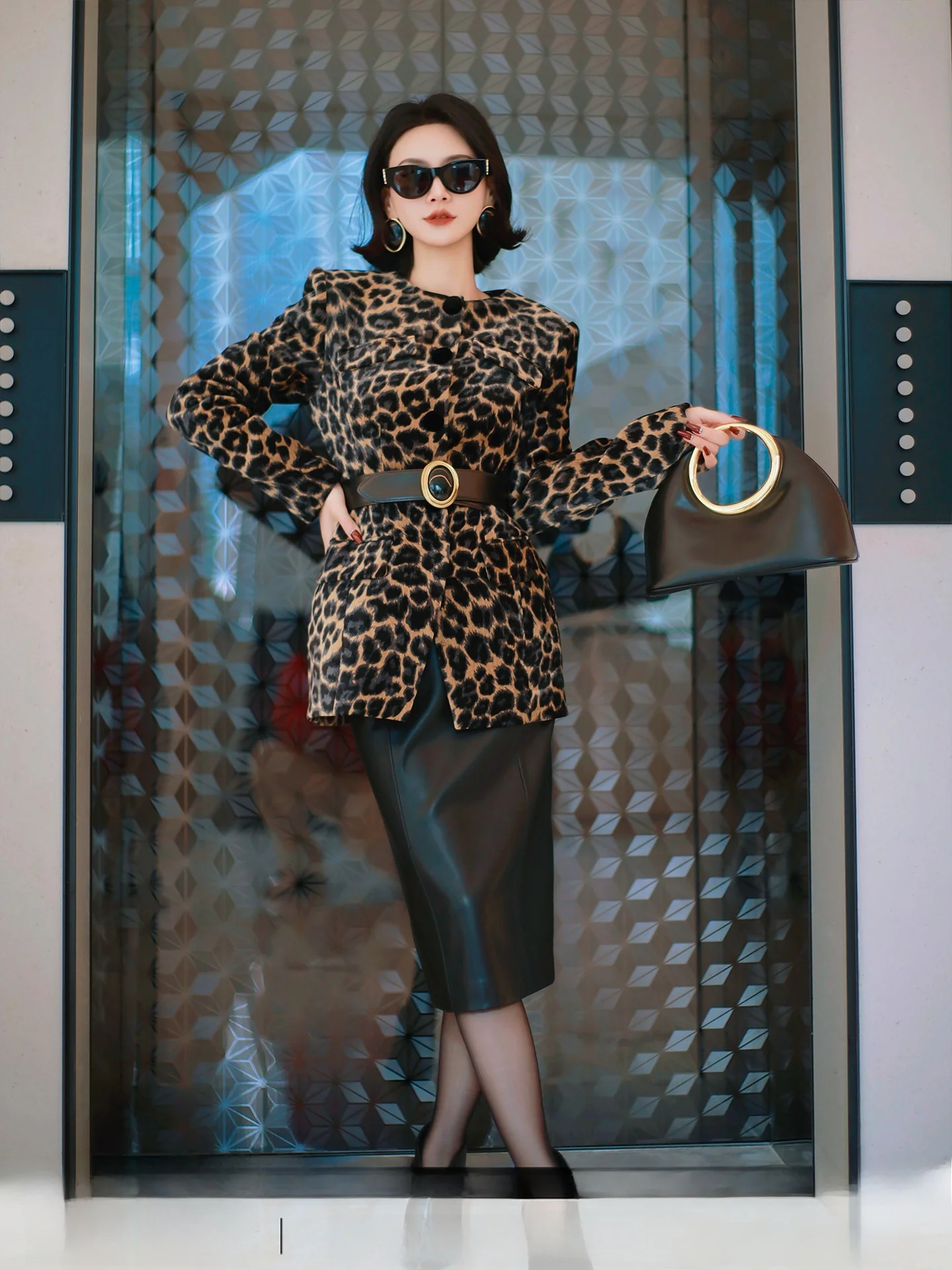 

Ele Cardona Leather Skirt High Waist Slim Fit Women's Skirt Ci Commute Suitable PU Material Bodycon Skirt