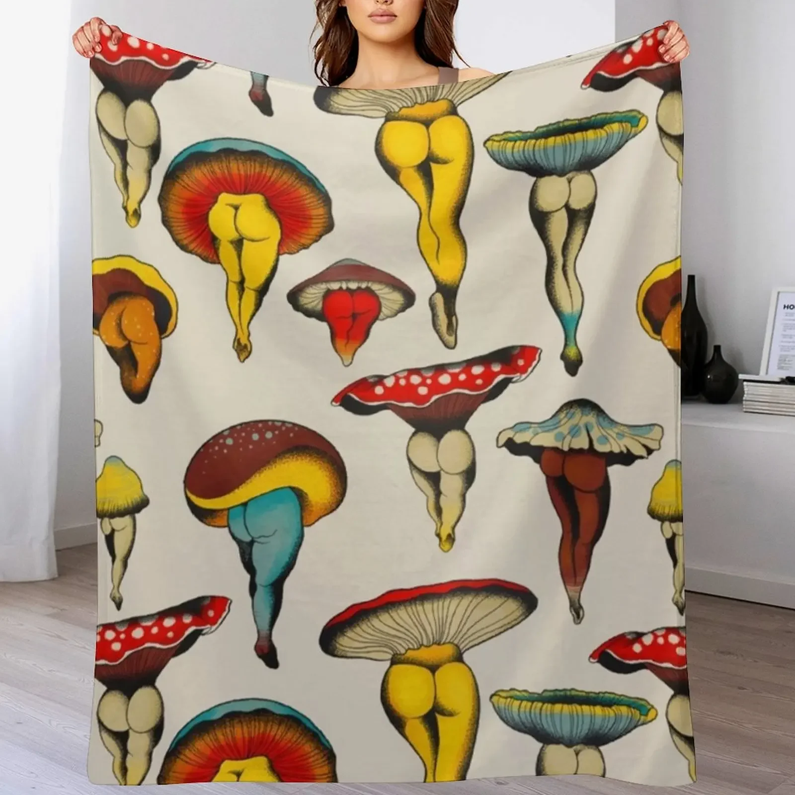 mushroom sexiest dance Throw Blanket Luxurious Soft Fuzzy Blanket for Sofa Bed