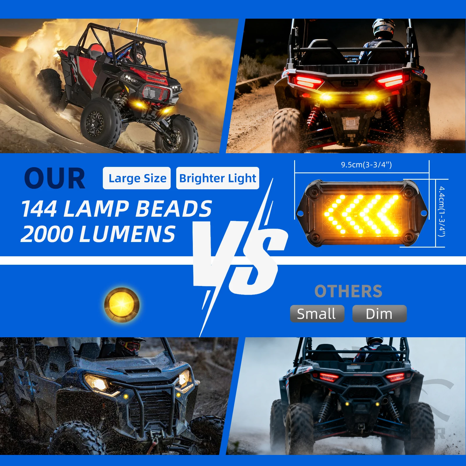 Universal UTV Turn Signal Kit with Horn Pre-Wired Plug and Play ATV SXS Blinker With Rocker Switch Hazard Light For Polaris