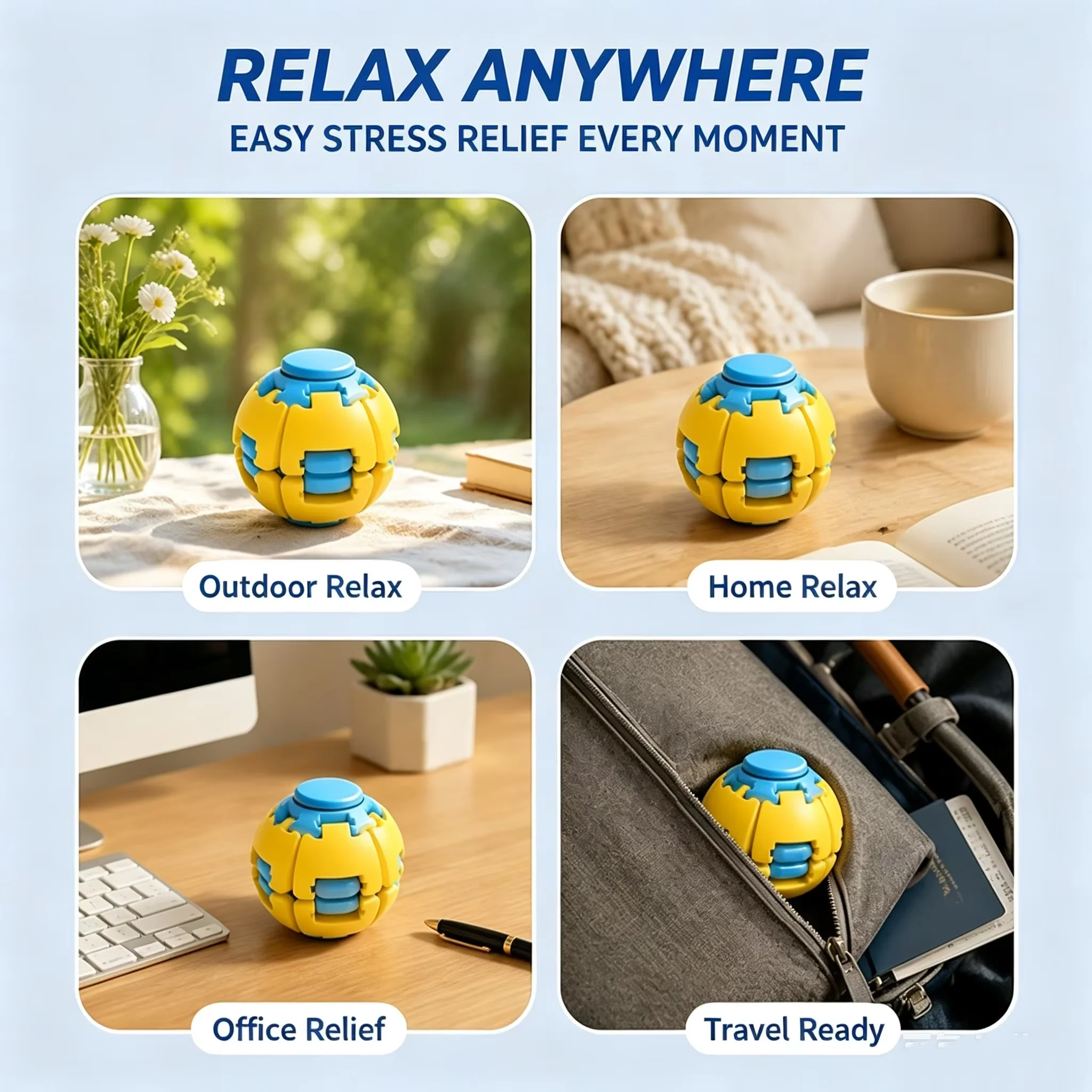 3D Printing Decompression Ball Pressing and Rotating Dual-play Fingertip Gyro Office Portable Decompression Toy 2027 New