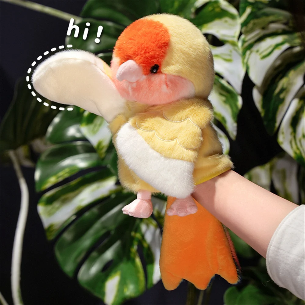25cm Cute Colorful Parrot Hand Puppet Plush Toys Soft Lifelike Bird Doll Lively Funny Performance Props Creative Gifts For Kids