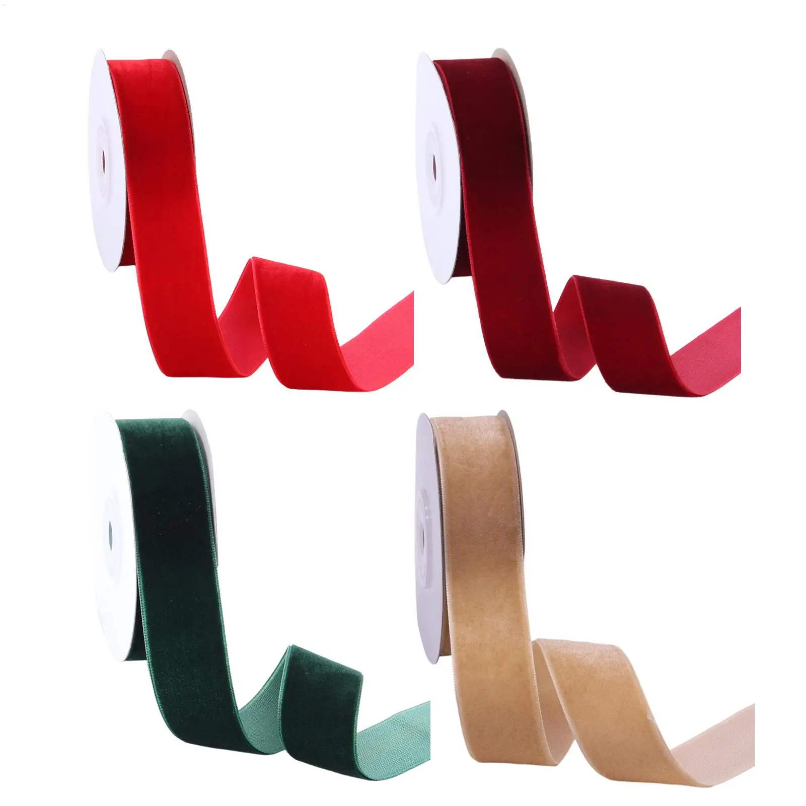 Christmas Tree Ribbon Velvet Ribbons Green Wine Red Color Single Face Flocking Webbing For DIY Christmas Crafts Wrapping Decor