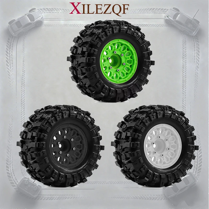4PCS Monster Truck Wheel Hubs & Tires 12/14/17mm Hex for 1/10 ARRMA BigRock Traxxas Rustler Hoss Upgrade Parts