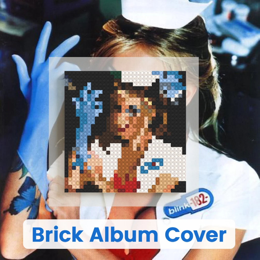 

Мозаичная картина из кирпичиков с обложкой музыкального альбома B-Blink-182 в стиле поп-панк-рок, настенный/настольный декор на музыкальную тематику