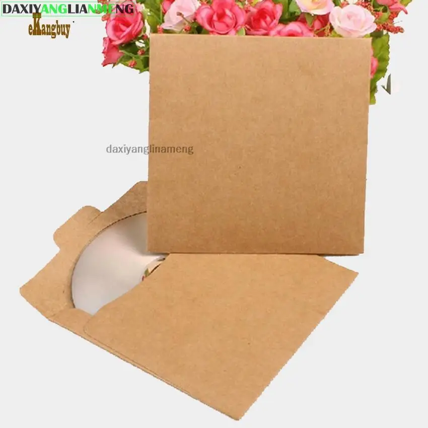 Square 12.5cm High Quality Disc Sleeve 250gsm Kraft DVD Paper Bag Cover Packaging Envelopes Pack Boxes Wedding Party Favor