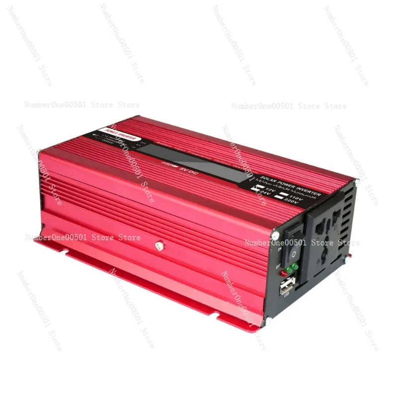 500W red LCD screen car inverter USB smart charger, step wave inverter power supply